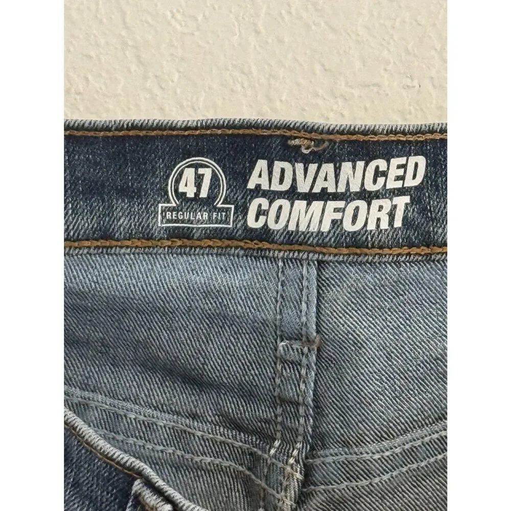 Wrangler Advanced Comfort Jeans Mens 47x34 Blue Straight Leg Stretch Denim